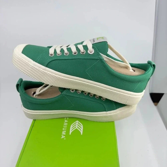 NEW Cariuma Oca Low Canvas Sneaker Shoes Lace-Up Round Toe Green Mens Sz 8.5/10 - Picture 4 of 7